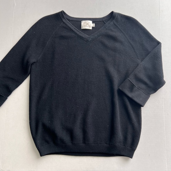 Edinburgh Tops - EK Edinburg Knitwear Black Top Shirt Blouse Pima Cotton